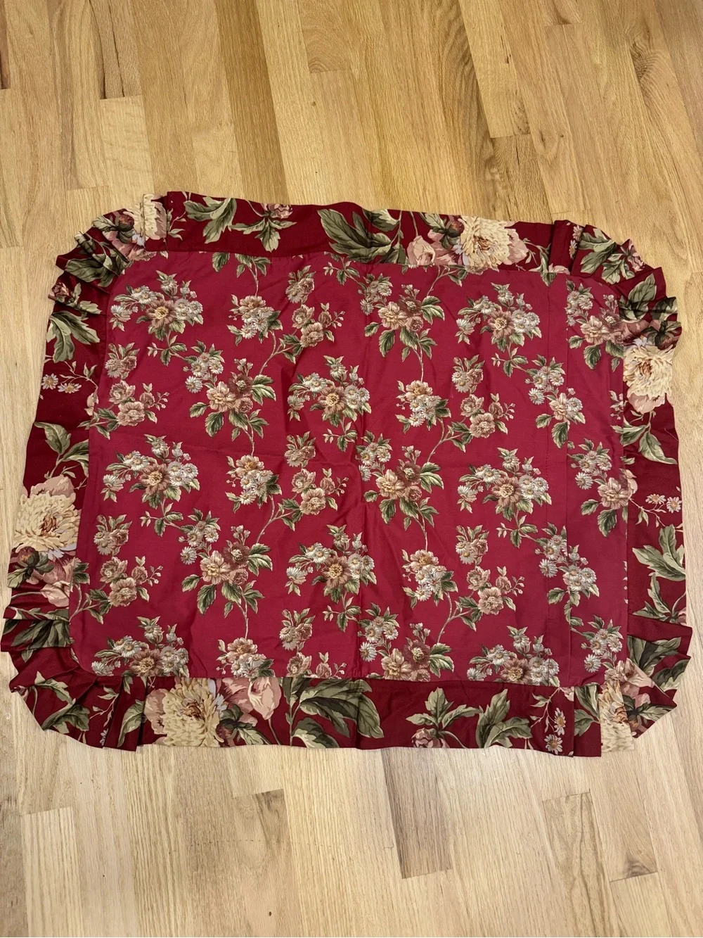 Waverly Forever Yours Burgundy Sham with a ruffled edge